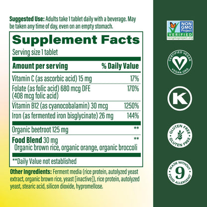 MegaFood Blood Builder Iron Supplement for Women & Men - Increase Iron Levels Without Side Effects - Combats Fatigue - with Vitamin B12, Folic Acid - PrimeBioHealth - canada supplements