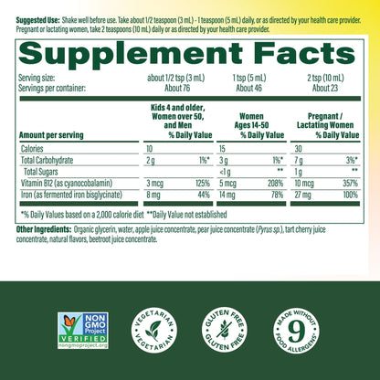MegaFood Blood Builder Liquid Iron Supplement for Women, Men & Kids, Clinically Shown to Increase Iron Levels Without Constipation, - PrimeBioHealth - canada supplements