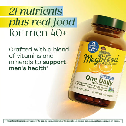 MegaFood Multivitamin for Men 40+ One Daily Mens Multivitamins - Methylated B12, Vitamin D3, B6, C & Zinc, Muscle & Bone Health - PrimeBioHealth - canada supplements
