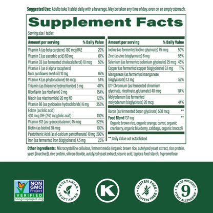 MegaFood One Daily Multivitamin for Women and Men, Immune Support Supplement with Real Food, Vitamin C & Vitamin B, Bone Health, Cellular Energy Metabolism, Vegetarian - PrimeBioHealth - canada supplements