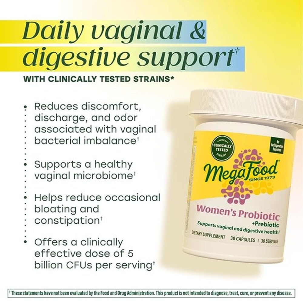 MegaFood Womens Probiotic + Prebiotic - Gluten-Free Prebiotics and Probiotics for Women, Supports Digestive Health & Regularity, Vaginal Probiotics - PrimeBioHealth - canada supplements