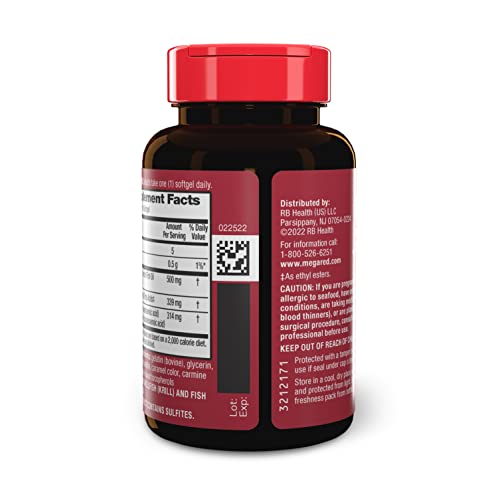 Megared Omega-3 Fish Oil + High Absorption Krill Oil 500mg Softgels, MegaRed Advanced 4in1 (80 count in a bottle) Concentrated Omega-3 Fish - PrimeBioHealth - canada supplements