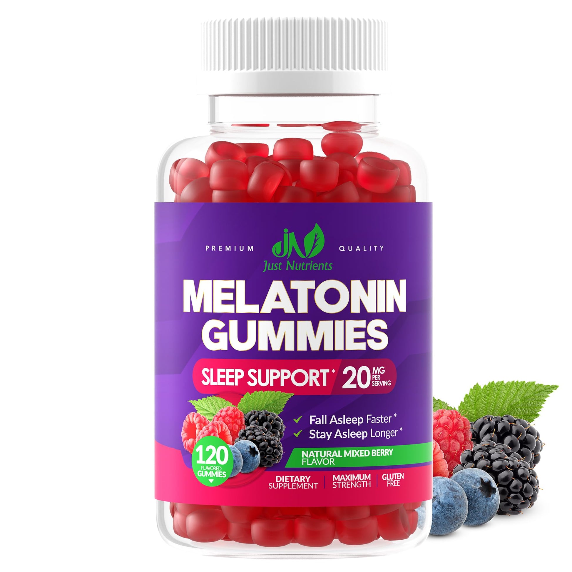 Melatonin 20mg Gummies (120 Count) - Maximum Strength Sleep Support for Adults with 10mg of Melatonin Per Gummy - Gluten-Free, Non-GMO, Vegetarian - PrimeBioHealth - canada supplements