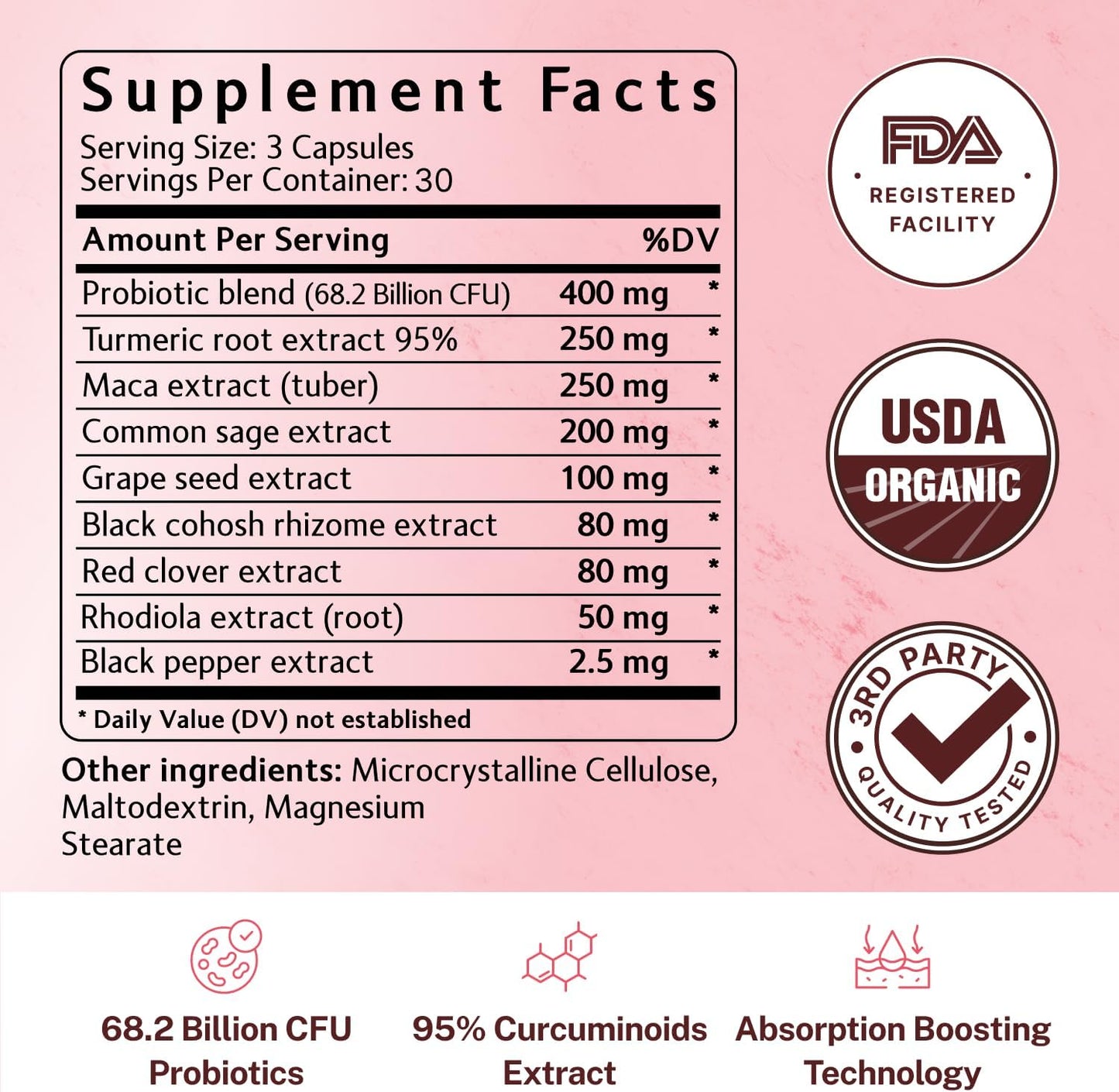 Menopause Relief - Probiotics for Women, 68.2 Billion CFU, Turmeric, Maca & Black Cohosh - Supports Gut Health, Hormone Balance, Weight Management, Joint Health, Hot Flash Support,90 Capsules - PrimeBioHealth - canada supplements