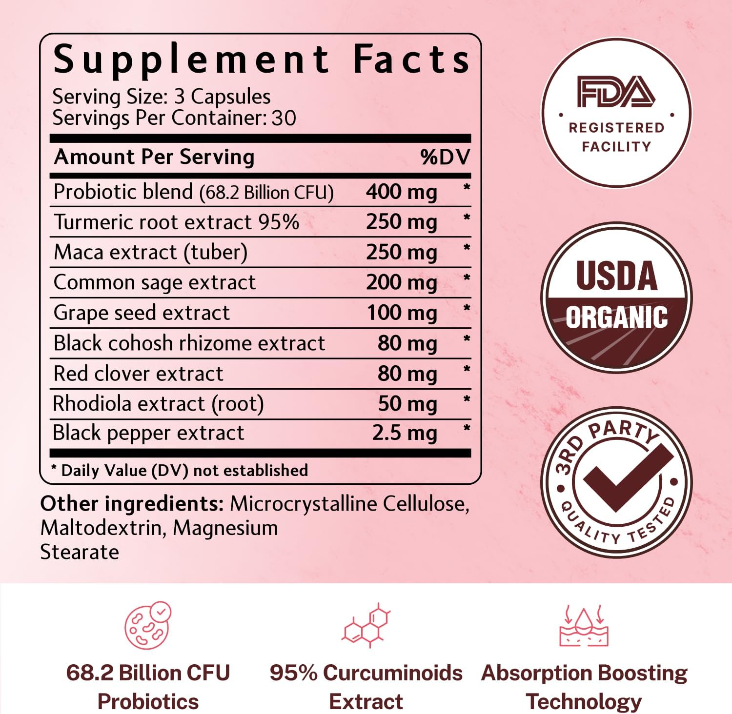 Menopause Relief - Probiotics for Women, 68.2 Billion CFU, Turmeric, Maca & Black Cohosh - Supports Gut Health, Hormone Balance, Weight Management, Joint Health, Hot Flash Support,90 Capsules - PrimeBioHealth - canada supplements