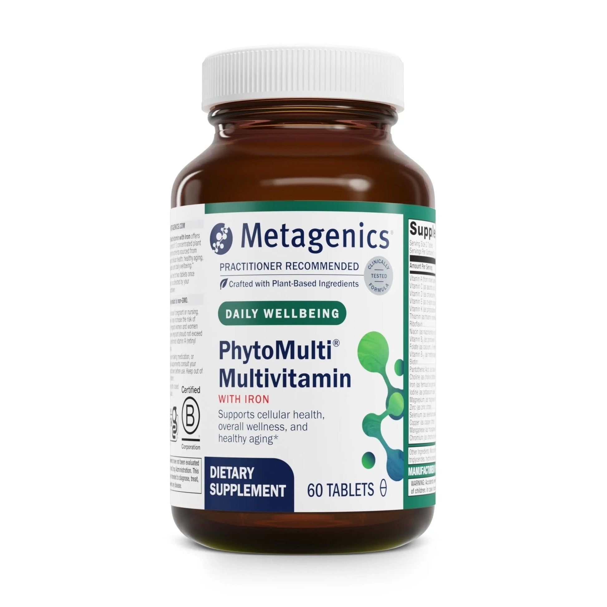 Metagenics PhytoMulti with Iron - Daily Multivitamin for Men & Women with Phytonutrients* - Methylfolate, Vitamins AK, Zinc & B6 - PrimeBioHealth - canada supplements