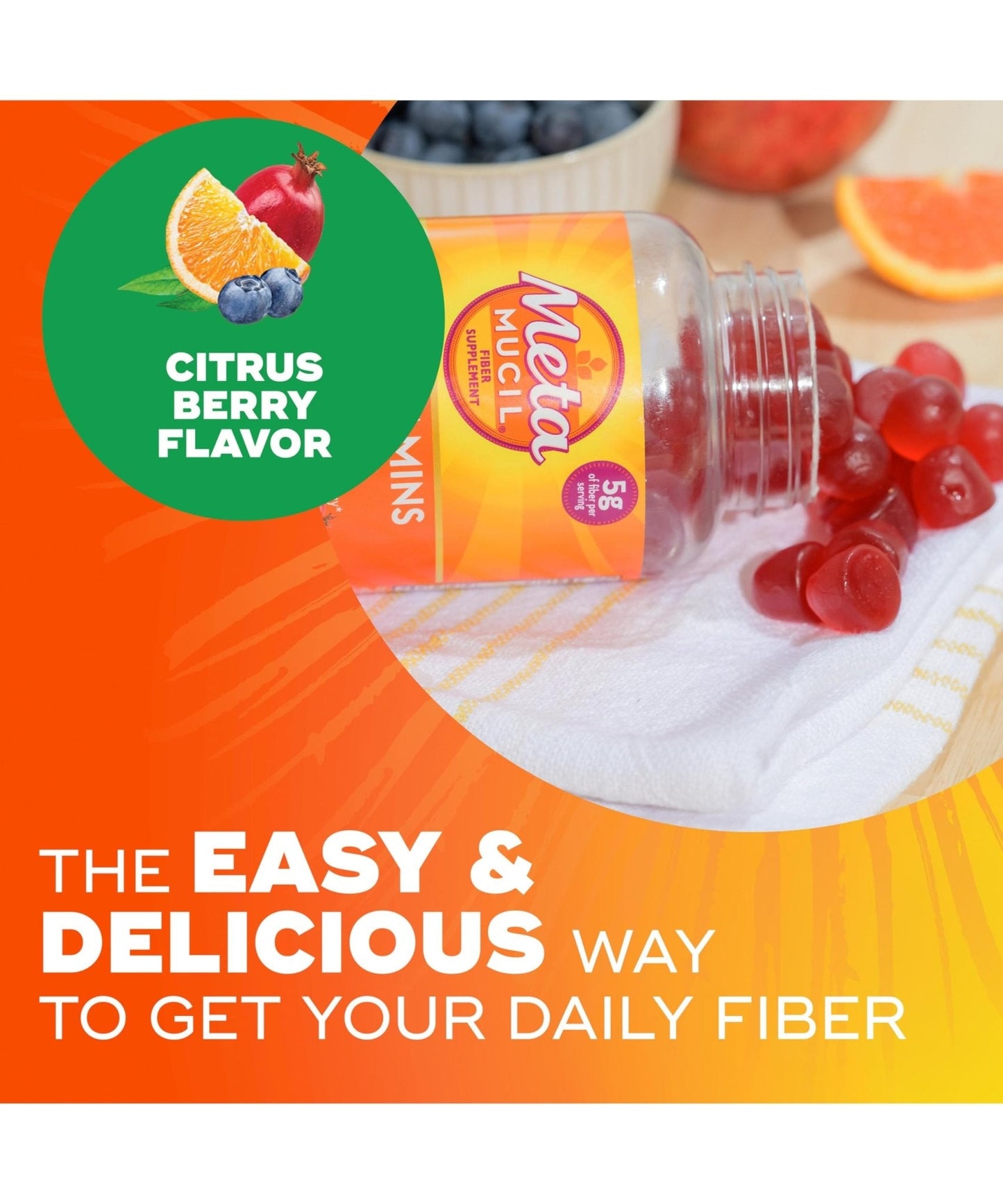 Metamucil Fiber Gummies for Adults with Vitamins C, D, B12 for Metabolism, No Sugar Added Citrus Berry Flavor, 5g Plant Based Prebiotic - PrimeBioHealth - canada supplements