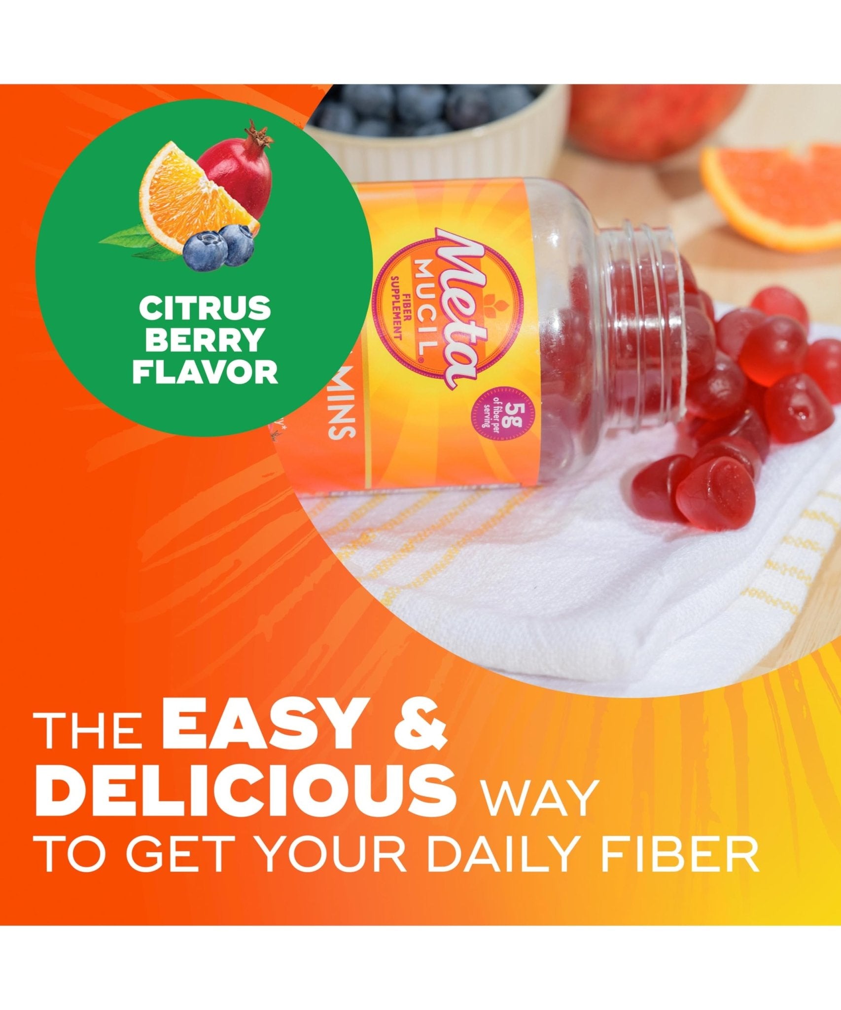 Metamucil Fiber Gummies for Adults with Vitamins C, D, B12 for Metabolism, No Sugar Added Citrus Berry Flavor, 5g Plant Based Prebiotic - PrimeBioHealth - canada supplements