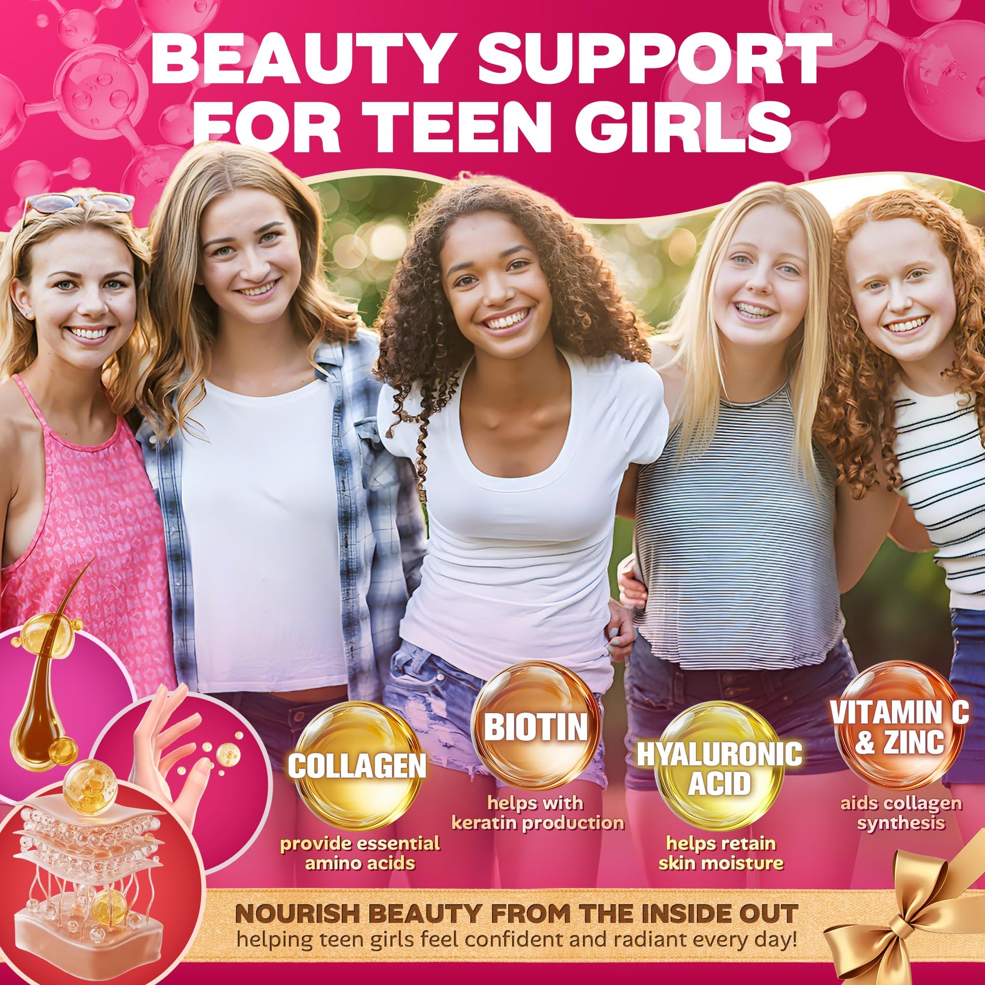 Methylated Multivitamin Gummies for Teen Girls 12-17, Methylfolate, Iron, Collagen, D3 K2, Magnesium, Zinc, Daily Vitamins A C E, B Complex for Teenager Growth, Skin, Bone, Energy - Sugar Free, 60 Cts - PrimeBioHealth - canada supplements
