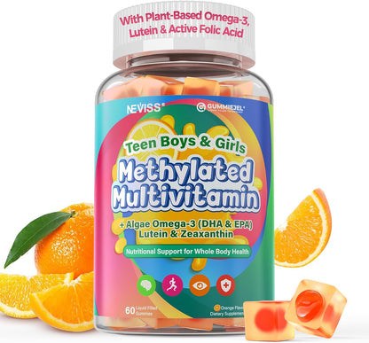 Methylated Multivitamin Gummies for Teens & Kids with Methylfolate, Methyl B12 & Omega3, Teen Vitamins for Boys & Girls 10-19 with Multi-Minerals for Teenager Focus, Energy, Growth, Skin, Eyes, Immune - PrimeBioHealth - canada supplements