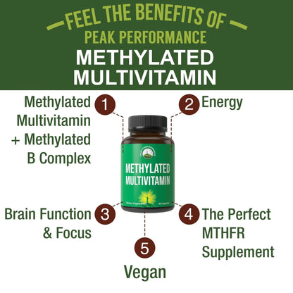 Methylated Multivitamin + Methylated B Complex Supplement. With Trimethylglycine (TMG), L Methylfolate, Methyl B12 + B1 + B2 + B6 Vitamins + Choline - PrimeBioHealth - canada supplements