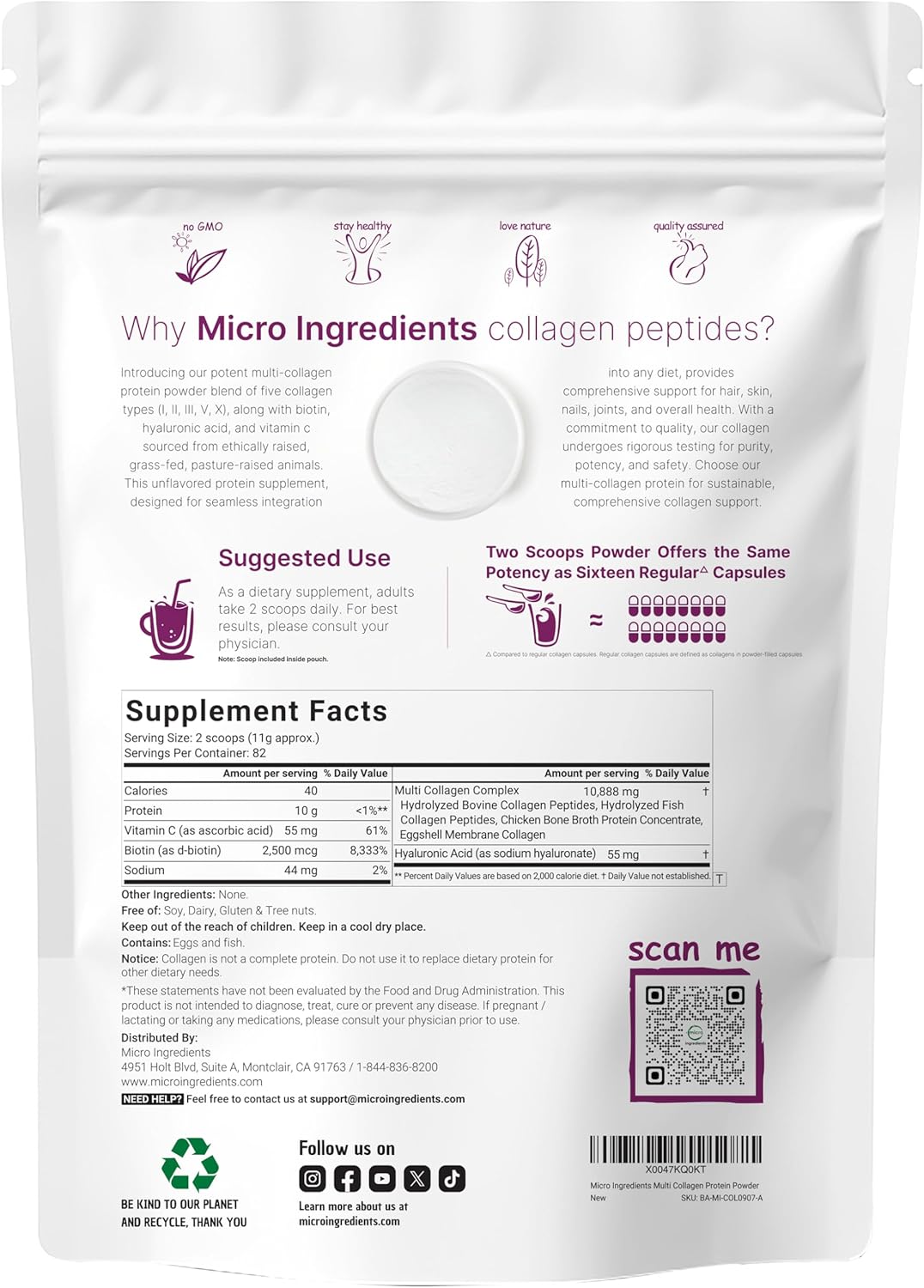 Micro Ingredients 8-in-1 Multi Collagen Powder & Women’s Probiotics 100 Billion CFU Veggie Capsules | 2 Pack | Hydrolyzed Peptides + Hyaluronic Acid & Vitamin C | 40 Strains + Cranberry & D-Mannose - PrimeBioHealth - canada supplements