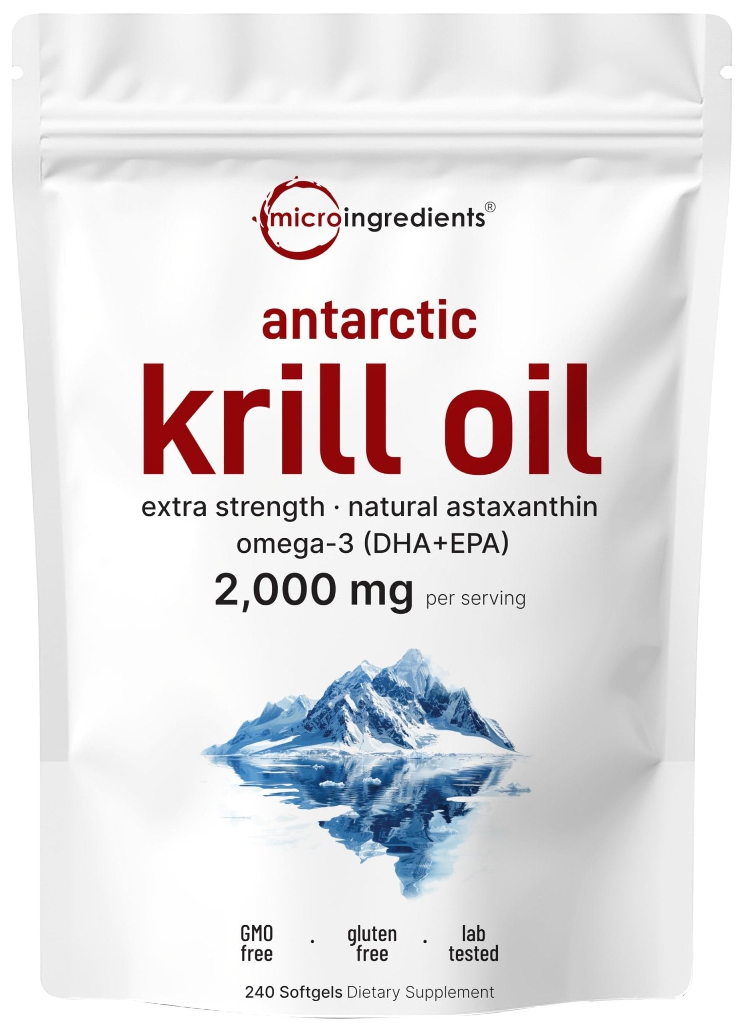 Micro Ingredients Antarctic Krill Oil Supplement 2,000mg Per Serving, 240 Softgels | Omega-3 EPA & DHA with Phospholipids & Natural Astaxanthin | No Fishy Aftertaste | Non-GMO, Gluten Free - PrimeBioHealth - canada supplements