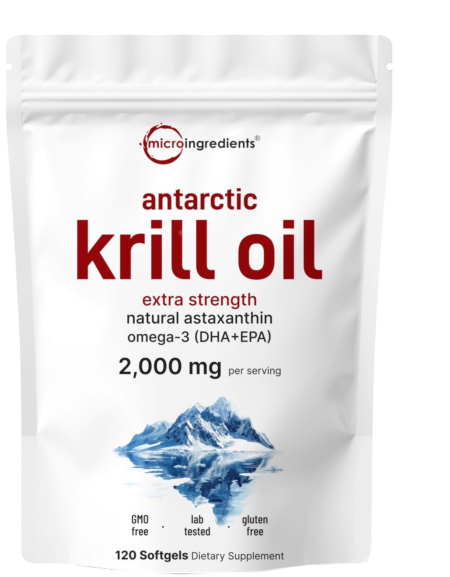 Micro Ingredients Antarctic Krill Oil Supplement 2,000mg Per Serving, 240 Softgels | Omega-3 EPA & DHA with Phospholipids & Natural Astaxanthin | No Fishy Aftertaste | Non-GMO, Gluten Free - PrimeBioHealth - canada supplements