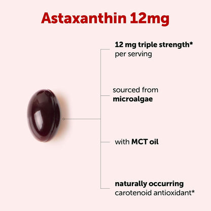 Micro Ingredients Astaxanthin 12mg with MCT Oil, 120 Softgels, 4 Month Supply | Premium Astaxanthin Antioxidant Supplements* | Fresh Microalgae Source | Triple Strength, Non-GMO, Gluten Free, No Soy - PrimeBioHealth - canada supplements
