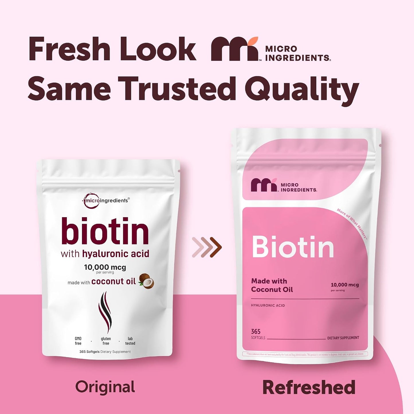 Micro Ingredients Biotin 10,000 mcg with Hyaluronic Acid 25 mg Per Serving | Made with Coconut Oil | 365 Softgels | 1 Per Day | One Year Supply | Non-GMO & Gluten Free - PrimeBioHealth - canada supplements