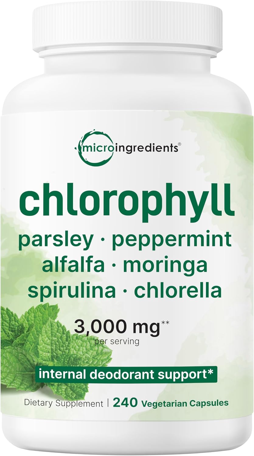 Micro Ingredients Chlorophyll Super Greens Complex | 240 Veggie Capsules with Parsley, Moringa, Spirulina, Chlorella, & More | Gluten-Free, No Additives - PrimeBioHealth - canada supplements