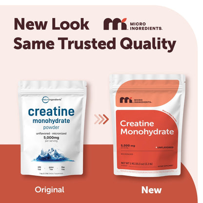 Micro Ingredients Creatine Monohydrate Powder 1 kg (2.2 Lbs), 5000mg Per Serv, Micronized Creatine Powder, Unflavored, No Filler, Keto & Vegan, Easy Dissolve, Pre Workout for Women & Men* - PrimeBioHealth - canada supplements