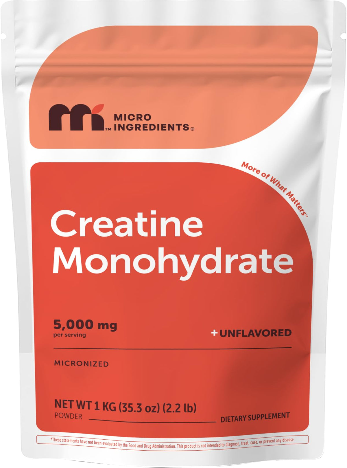 Micro Ingredients Creatine Monohydrate Powder 1 kg (2.2 Lbs), 5000mg Per Serv, Micronized Creatine Powder, Unflavored, No Filler, Keto & Vegan, Easy Dissolve, Pre Workout for Women & Men* - PrimeBioHealth - canada supplements
