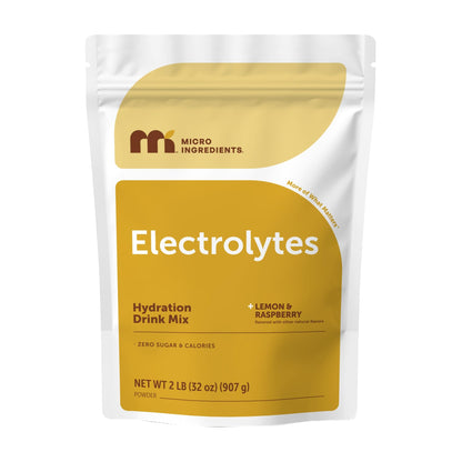 Micro Ingredients Electrolyte Powder, 2 lbs (139 Servings) | Lemon Raspberry Flavor | High Potassium (1,000mg) + Coconut Water & Real Lemon Juice - PrimeBioHealth - canada supplements