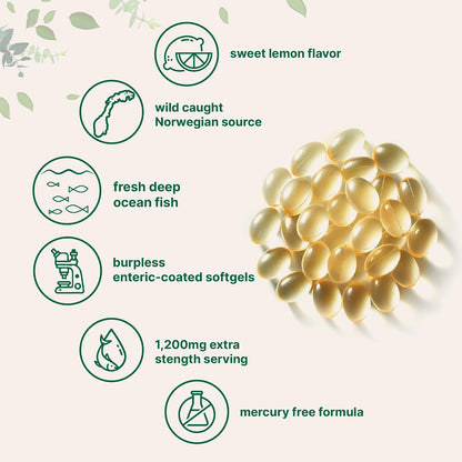 Micro Ingredients Extra Strength Omega 3 Fish Oil Supplements 1,200mg Per Serving, 240 Softgels | Lemon Flavored | Burpless | Essential Fatty Acids | EPA 220mg + DHA 150mg | Deep Sea Fish - PrimeBioHealth - canada supplements