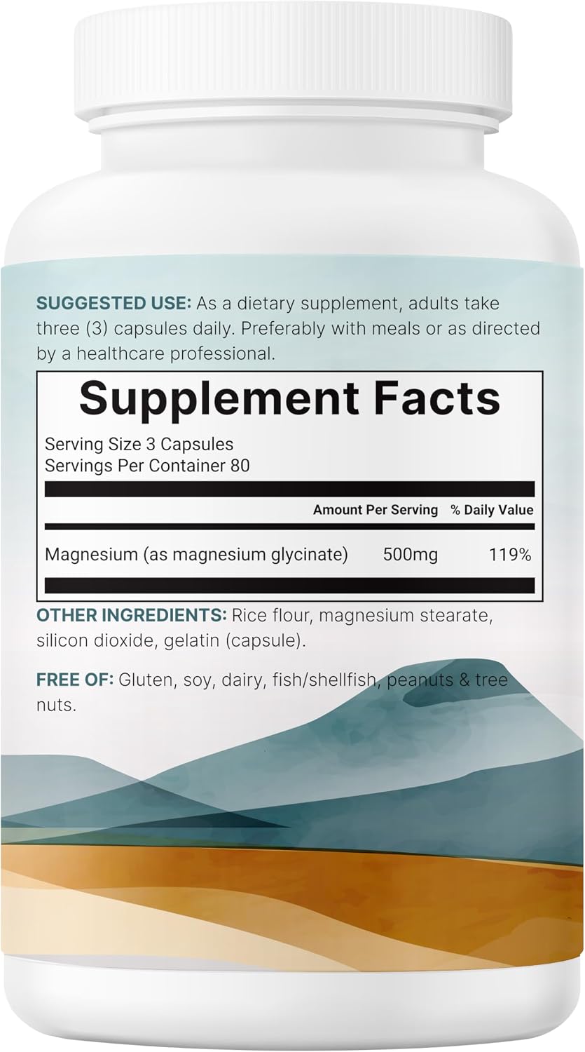Micro Ingredients Magnesium Glycinate 500mg Per Serving, 240 Capsules | Potent Elemental Form, Chelated, High Absorption | Healthy Muscle, Bones, & Mood Support Supplement | Non-GMO - PrimeBioHealth - canada supplements