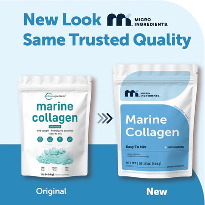 Micro Ingredients Marine Collagen Protein Powder, 1 Pound | Wild Caught Fish Source | Hydrolyzed Peptides | Unflavored, Keto, & Paleo Friendly | Easy to Mix, Non-GMO - PrimeBioHealth - canada supplements