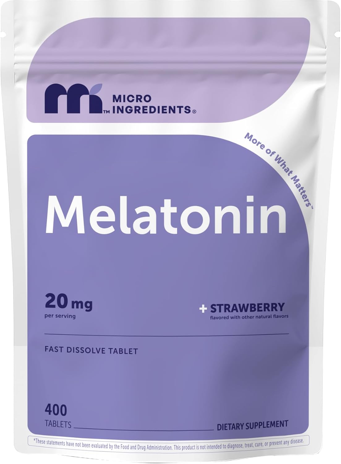Micro Ingredients Melatonin 20mg, 400 Tablets | Strawberry Flavor | Fast Dissolve | 100% Drug Free | Vegetarian Friendly | Non-GMO, No Gluten, Sugar Free - PrimeBioHealth - canada supplements