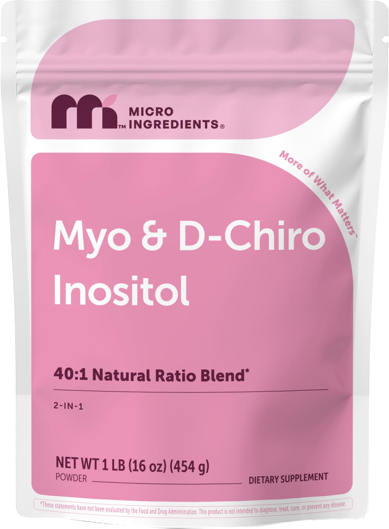 Micro Ingredients Myo-Inositol & D-Chiro Inositol Powder 1lb, 221 Servings | 40:1 Ideal Ratio Inositol Supplement for Women* | Support Hormonal Balance & Ovarian Health* | Non-GMO, Vegan, Filler-Free - PrimeBioHealth - canada supplements