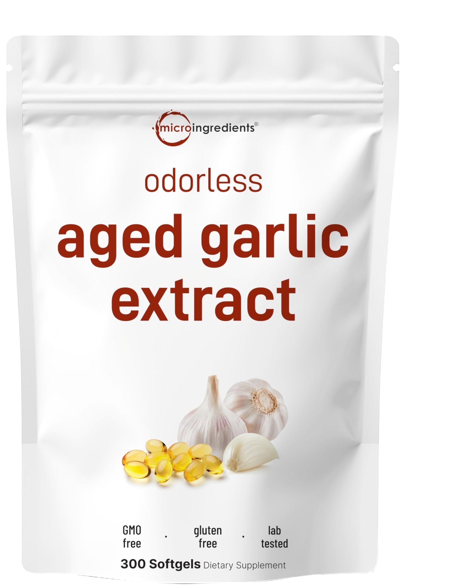 Micro Ingredients Odorless Garlic, 300 Softgels | 2 Years Aged Garlic Extract | Grown Allium Sativum Bulb | Natural Herbal Supplements | Non-GMO, Gluten Free - PrimeBioHealth - canada supplements