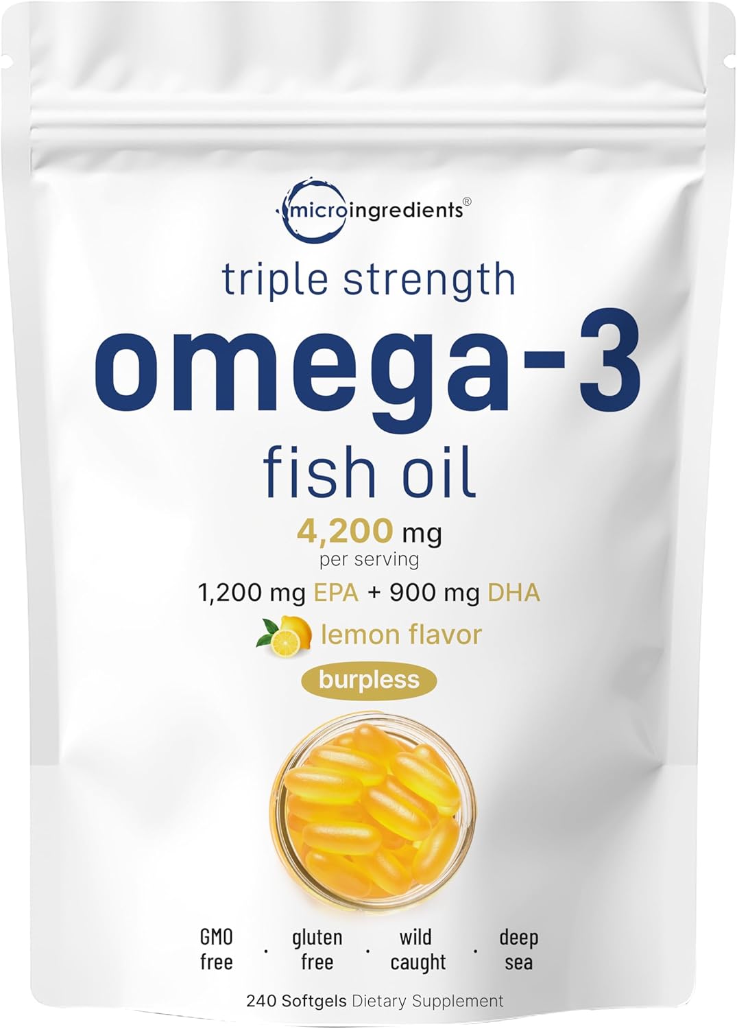 Micro Ingredients Omega-3 Fish Oil 4,200mg Softgels & Mega Probiotics 200 Billion CFU Veggie Capsules | 2 Pack Bundle | Wild-Caught, Burpless, Lemon Flavor | 40 Strains + Inulin, Acacia, & Bromelai - PrimeBioHealth - canada supplements