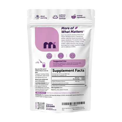 Micro Ingredients Organic Blueberry Extract Powder, 10oz | Natural Fruit Flavor | Freeze-Dried Wild Blueberries Source | No Sugar & Additives | Great for Drinks, Smoothie, & Beverages | Non-GMO & Vegan - PrimeBioHealth - canada supplements