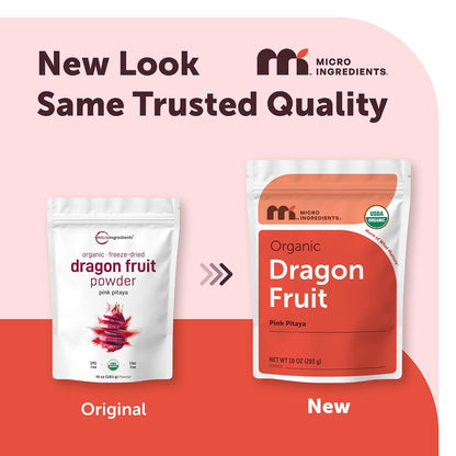 Micro Ingredients Organic Dragon Fruit Powder, 10oz | Natural Fruit Flavor | Freeze-Dried Pink Pitaya Source | No Sugar & Additives | Great for Drinks, Smoothie, & Beverages | Non-GMO & Vegan Friendly - PrimeBioHealth - canada supplements