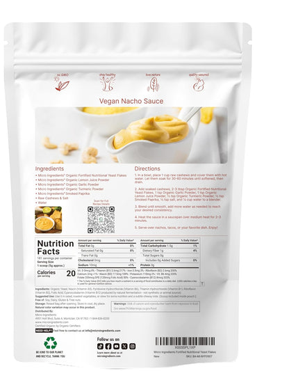 Micro Ingredients Organic Fortified Nutritional Yeast Flakes, 2lb (32oz) | Rich in Vegan Protein, B Vitamins, & Beta-Glucans | Keto Friendly, Dairy Free Cheese Substitute, Non-GMO, Gluten Free - PrimeBioHealth - canada supplements