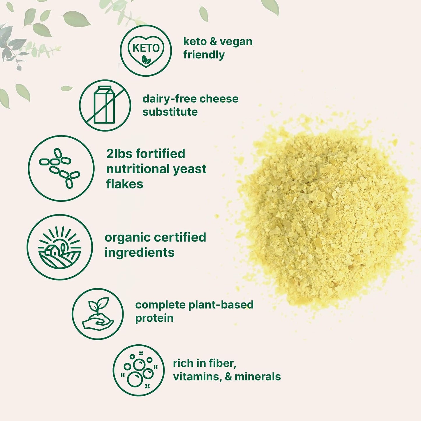 Micro Ingredients Organic Fortified Nutritional Yeast Flakes, 2lb (32oz) | Rich in Vegan Protein, B Vitamins, & Beta-Glucans | Keto Friendly, Dairy Free Cheese Substitute, Non-GMO, Gluten Free - PrimeBioHealth - canada supplements