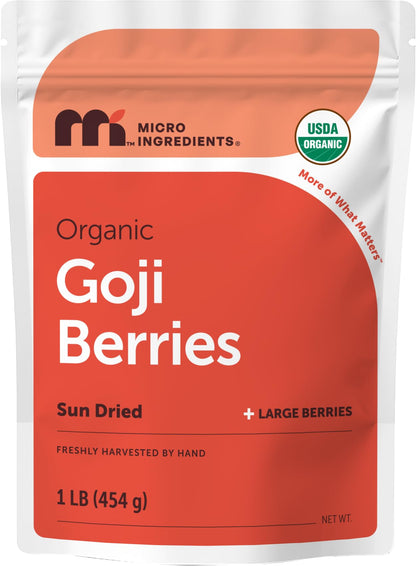 Micro Ingredients Organic Goji Berries 2lbs (32oz) | Large Whole Sun-Dried Berries | Raw Wolfberries | Natural Flavor for Trail Mix, Juice, & Tea | Sulfate Free, Vegan Friendly, Non-GMO - PrimeBioHealth - canada supplements
