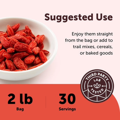 Micro Ingredients Organic Goji Berries 2lbs (32oz) | Large Whole Sun-Dried Berries | Raw Wolfberries | Natural Flavor for Trail Mix, Juice, & Tea | Sulfate Free, Vegan Friendly, Non-GMO - PrimeBioHealth - canada supplements