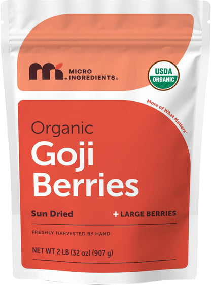 Micro Ingredients Organic Goji Berries 2lbs (32oz) | Large Whole Sun-Dried Berries | Raw Wolfberries | Natural Flavor for Trail Mix, Juice, & Tea | Sulfate Free, Vegan Friendly, Non-GMO - PrimeBioHealth - canada supplements