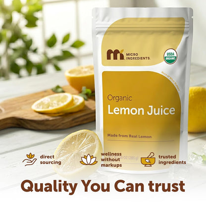 Micro Ingredients Organic Lemon Juice Powder, 10 Ounce | Natural Fruit Flavor | Made from Real Lemon | No Sugar & Additives | Great for Drinks, Smoothie & Beverages | Non-Gmo & Vegan Friendly - PrimeBioHealth - canada supplements