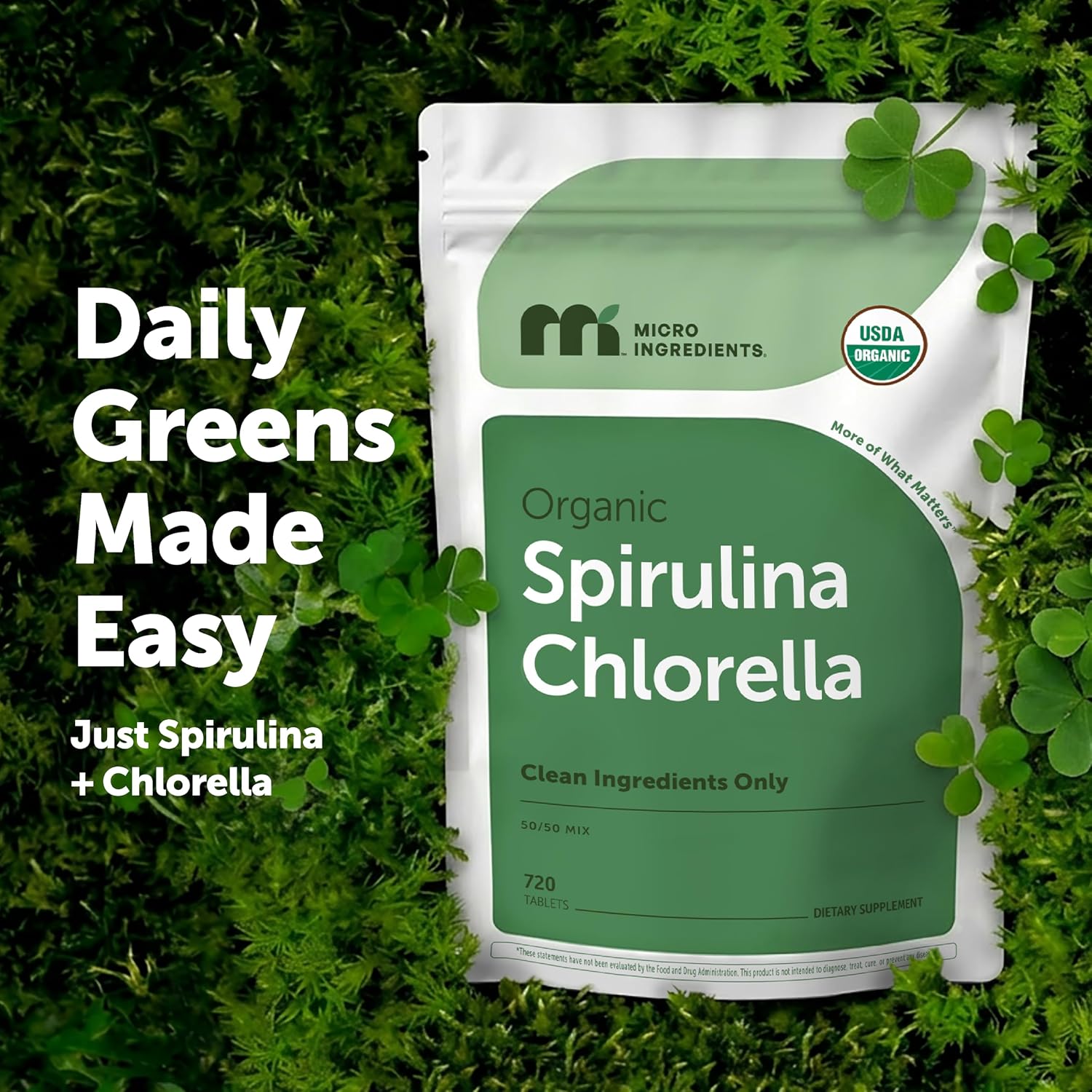 Micro Ingredients Organic Spirulina Chlorella Tablets, 720 Count | 4 Month Supply | 50/50 Algae Blend | Broken Cell Wall | Non-GMO, Filler Free - PrimeBioHealth - canada supplements