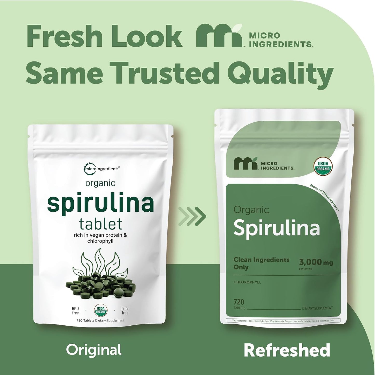 Micro Ingredients Organic Spirulina Supplement, 720 Tablets (4 Month Supply), No Filler & Non-GMO, Rich in Vegan Protein, Vitamins & Prebiotics, Premium Spirulina Pills - PrimeBioHealth - canada supplements