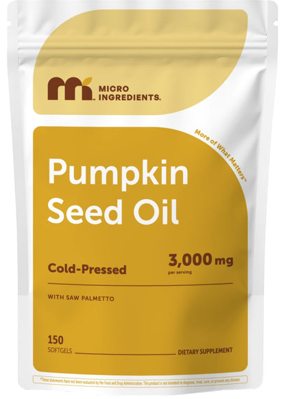Micro Ingredients Pumpkin Seed Oil with Saw Palmetto, 150 Softgels | Cold Pressed, Pure Virgin Oil, Essential Fatty Acids, & Phytosterols - PrimeBioHealth - canada supplements