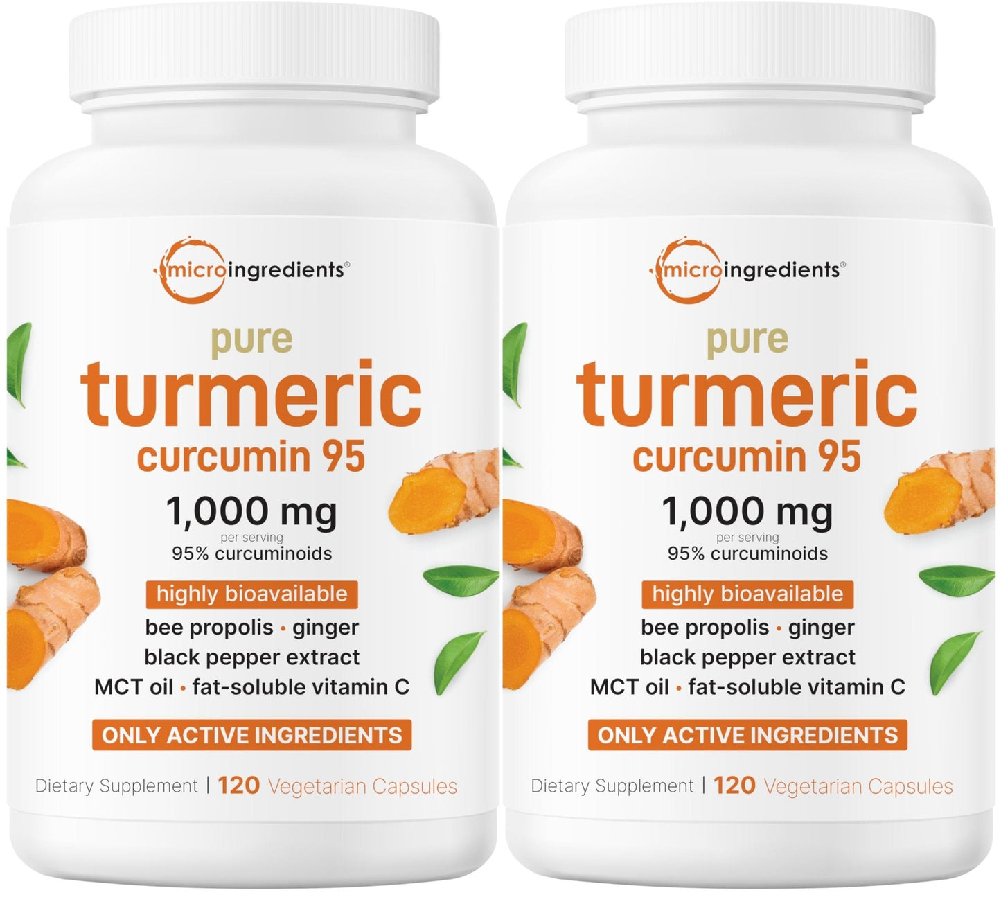 Micro Ingredients Pure Turmeric Curcumin Supplement 1,000mg – 95% Curcuminoids with Black Pepper & Ginger – High Absorption for Joint & Antioxidant Support* – Filler Free, 120 Veggie Capsules - PrimeBioHealth - canada supplements