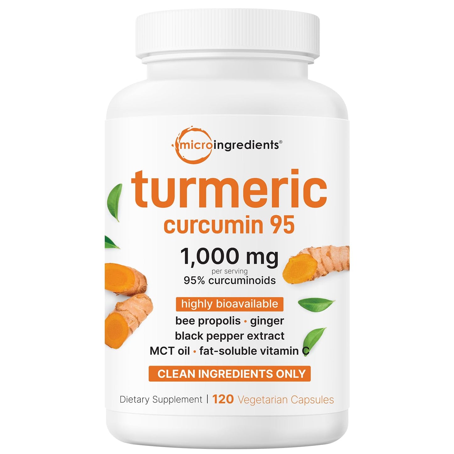 Micro Ingredients Pure Turmeric Curcumin Supplement 1,000mg – 95% Curcuminoids with Black Pepper & Ginger – High Absorption for Joint & Antioxidant Support* – Filler Free, 120 Veggie Capsules - PrimeBioHealth - canada supplements