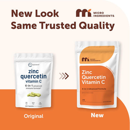 Micro Ingredients Quercetin with Vitamin C & Zinc, 240 Capsules | 6‑in‑1 Formula with Quercetin, Vitamin C & 4 Zinc Forms (Picolinate, Citrate, Glycinate, Gluconate) | Non‑GMO - PrimeBioHealth - canada supplements