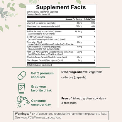 Micro Ingredients Saffron+ Advanced Supplements, 60 Veggie Capsules – 10-in-1 with Saffron Extract, High Absorption Fat-Soluble Vitamin C, Magnesium, Turmeric & KSM-66 Ashwagandha – Filler Free - PrimeBioHealth - canada supplements