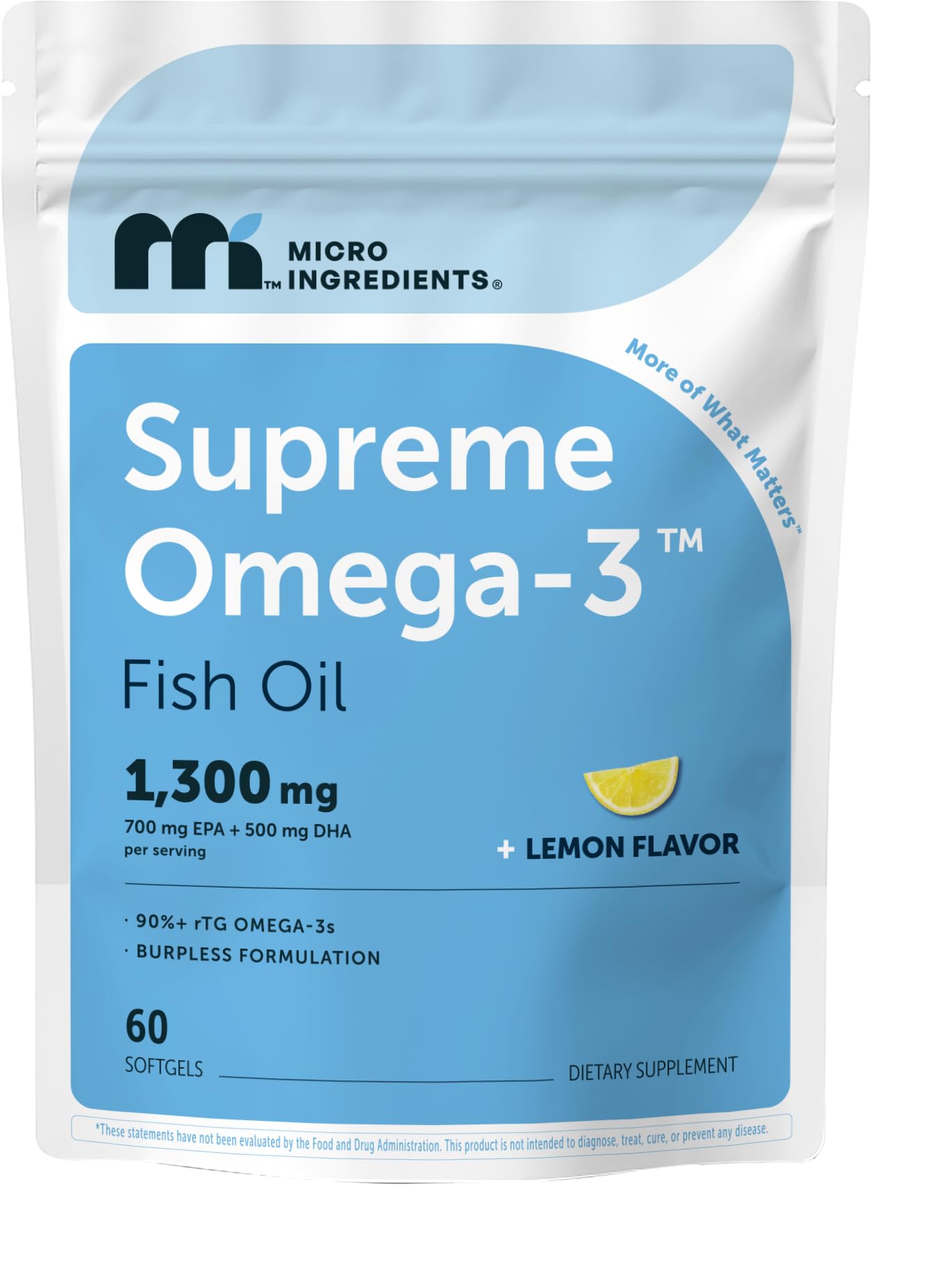 Micro Ingredients Supreme Omega-3 Fish Oil w/Ultra High EPA & DHA, Burpless Softgels | rTG Omega-3 with Vitamin D3 | Wild-Caught Cold Deep-Sea Fish | Lemon Flavor, Easy to Swallow, 60ct - PrimeBioHealth - canada supplements