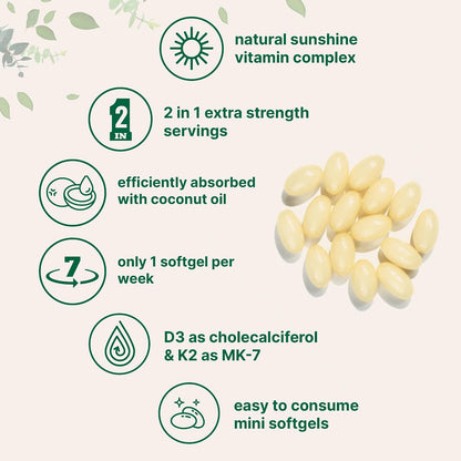 Micro Ingredients Vitamin D3 50,000 IU + K2 MK-7 200 mcg, 240 Softgels | Virgin Coconut Oil | 2-in-1 Support | Easy to Swallow, Non-GMO - PrimeBioHealth - canada supplements