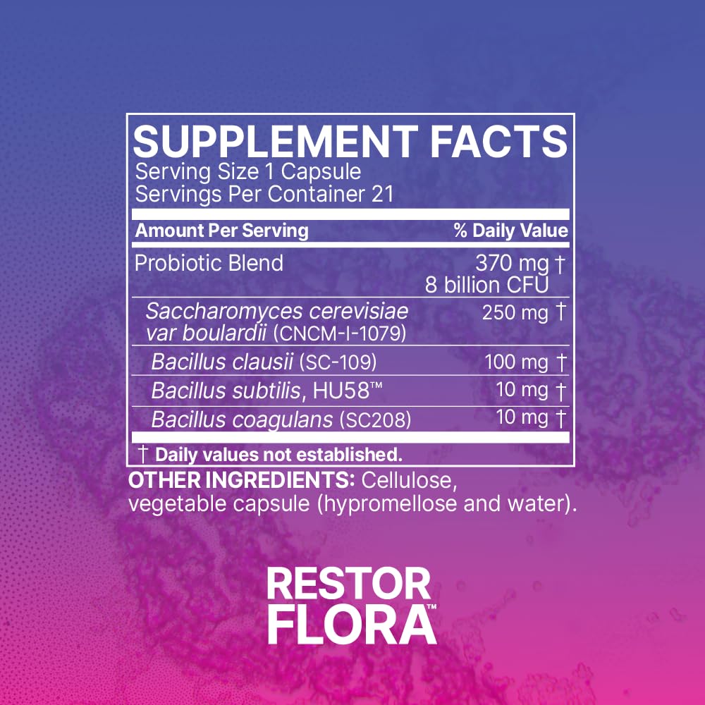 Microbiome Labs RestorFlora - Men's & Women's Probiotics for Digestive Health & Gut Reset - Spore Based Saccharomyces Boulardii Probiotics - PrimeBioHealth - canada supplements
