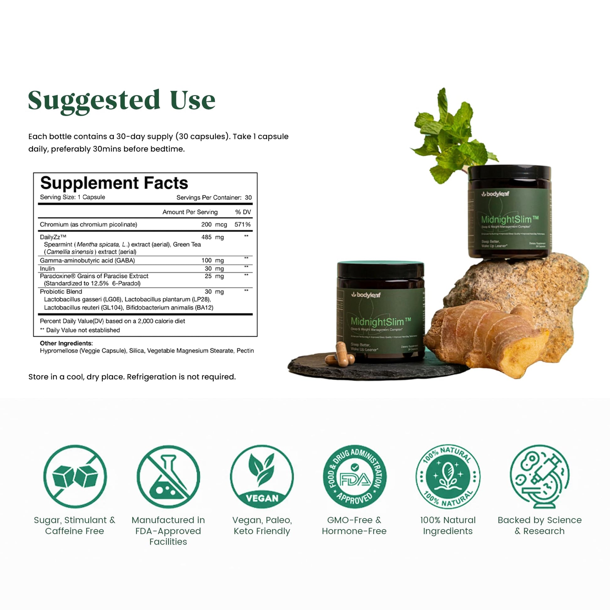MidnightSlim™ | Advanced Nighttime Weight | Maximum Strength Metabolism Support, Digestive Health, Peaceful Sleep | Premium Probiotic Complex | 30 Capsules - PrimeBioHealth - canada supplements
